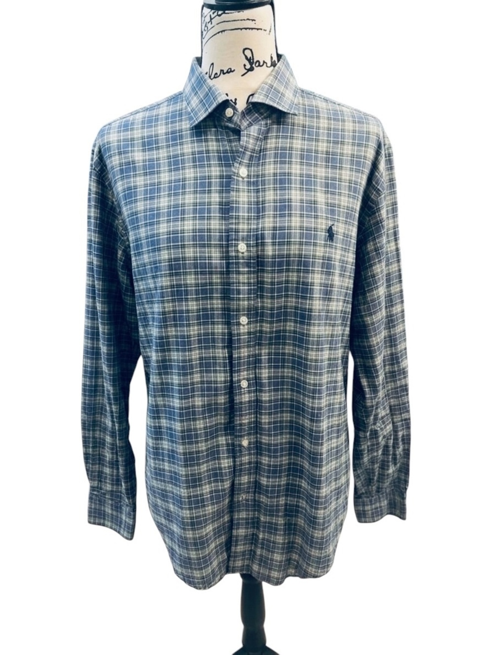 Vintage Polo Ralph Lauren Blue Plaid Flannel Shirt XL